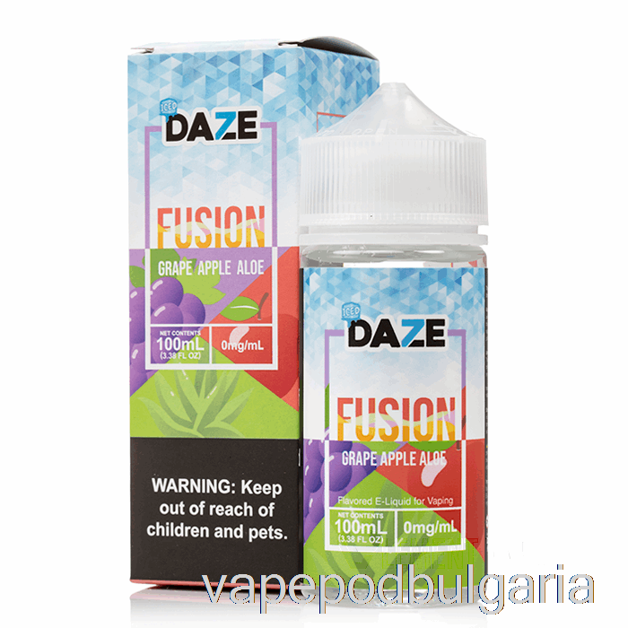 Vape 10000 Дръпки Iced Grape Apple Aloe - 7 Daze Fusion - 100ml 0mg